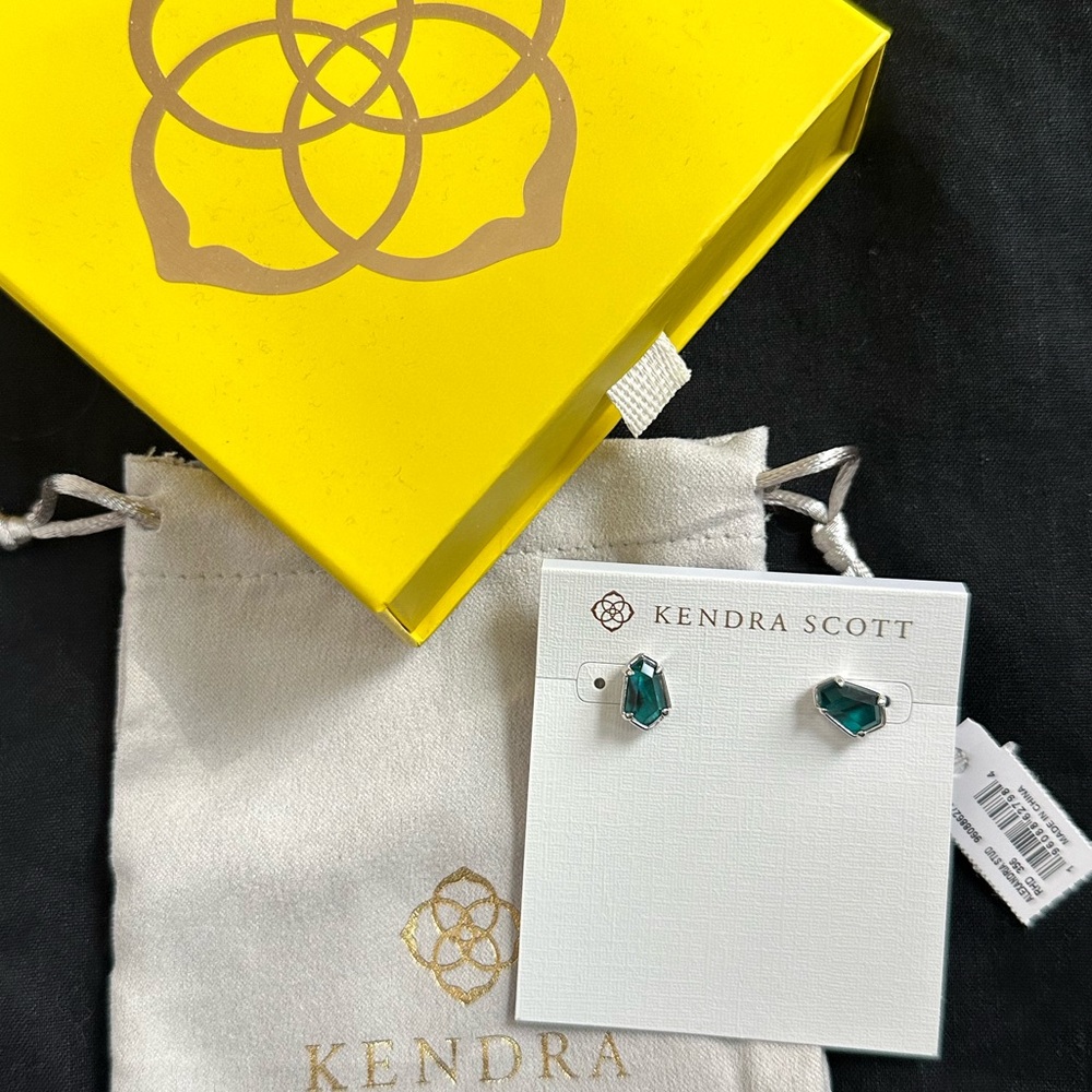 NEW Kendra Scott Alexandria Stud in Teal Green Illusion